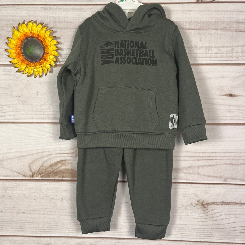 NBA National Basketball Association Kids Fleece Hoodie and Joggers Set Olive 18M
